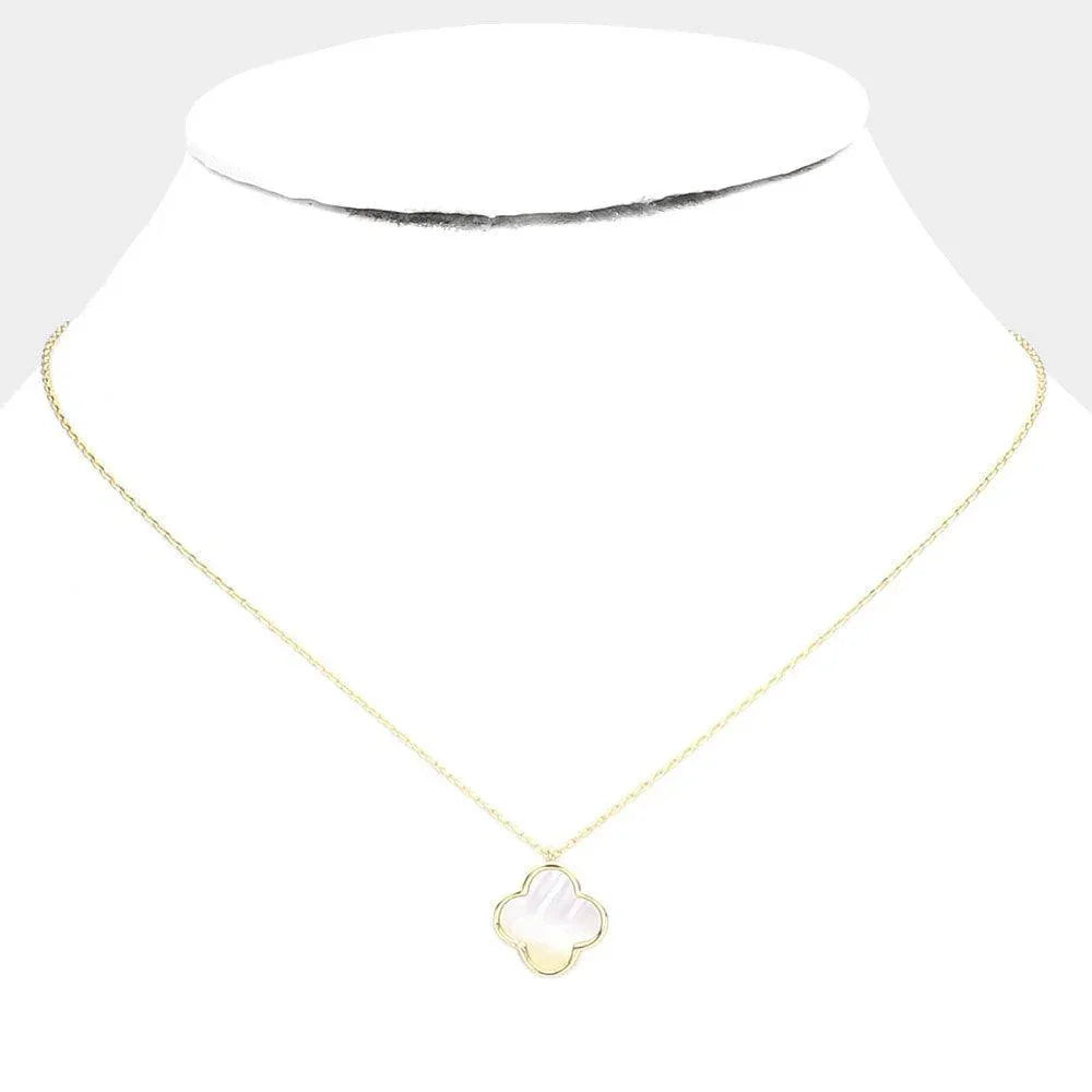 Gold Gold Dipped Mother of Pearl Quatrefoil Pendant Necklace - Jewelry Store by Erik Rayo