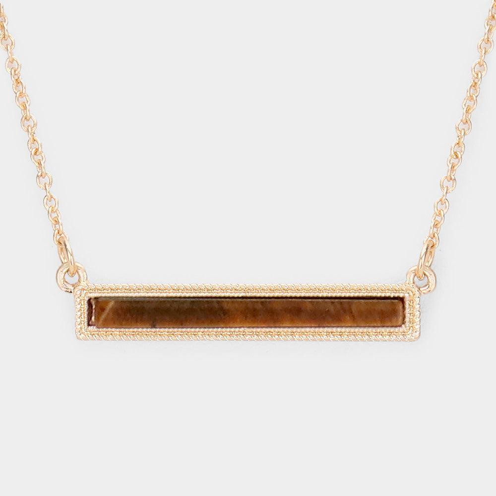 Gold Marble Gem Textured Metal Trim Pendant Necklace - Jewelry Store by Erik Rayo