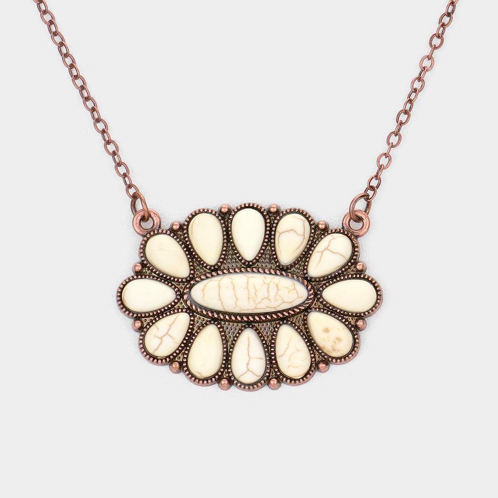 Teardrop Oval Natural Stone Cluster Pendant Necklace - Jewelry Store by Erik Rayo