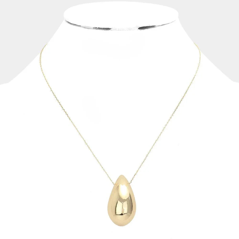 Gold Metal Teardrop Pendant Necklace - Jewelry Store by Erik Rayo