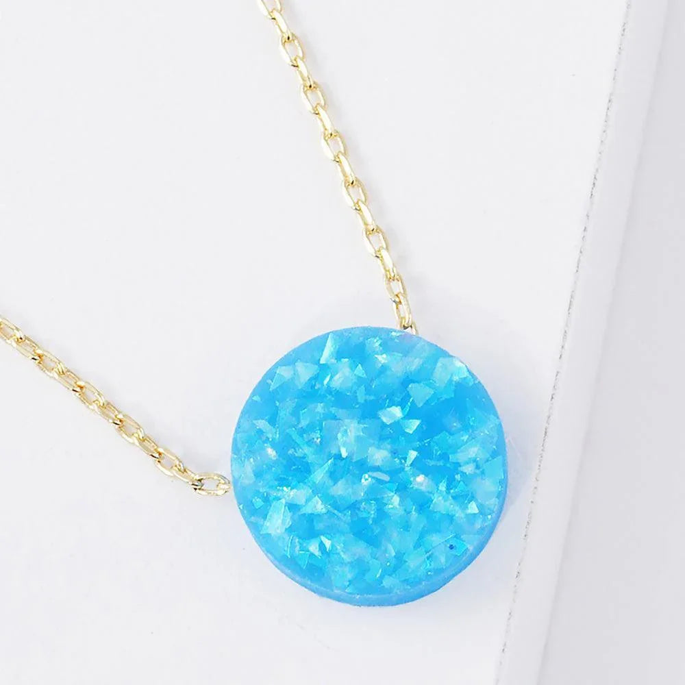 Gold Gold Dipped Glitter Round Pendant Necklace - Jewelry Store by Erik Rayo