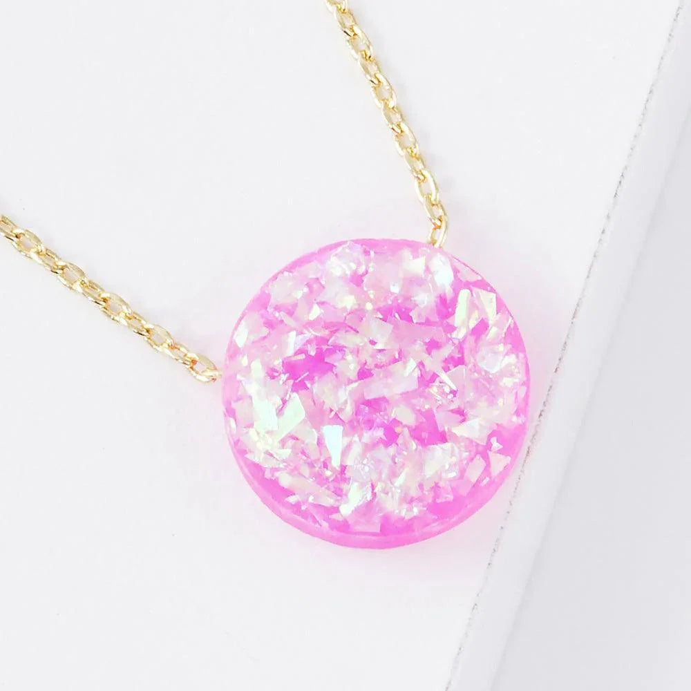Gold Gold Dipped Glitter Round Pendant Necklace - Jewelry Store by Erik Rayo