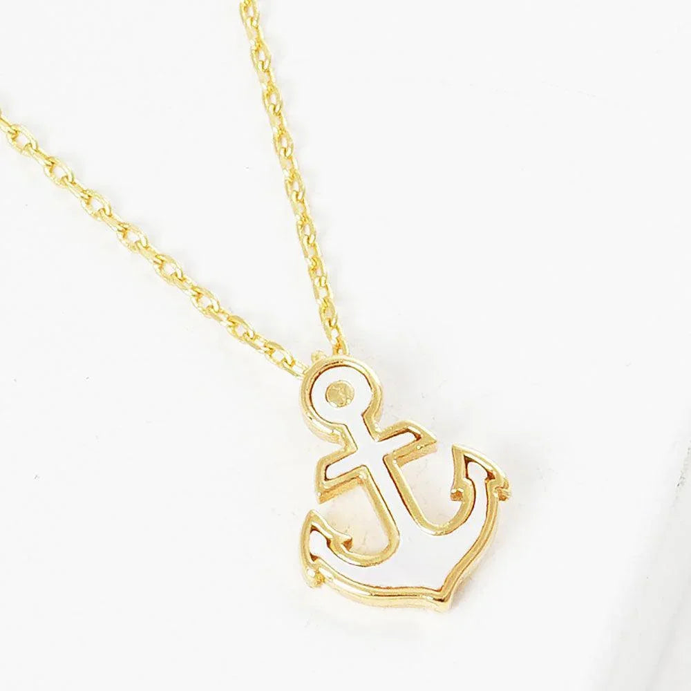 Gold Gold Dipped Mother of Pearl Anchor Pendant Necklace - Jewelry Store by Erik Rayo