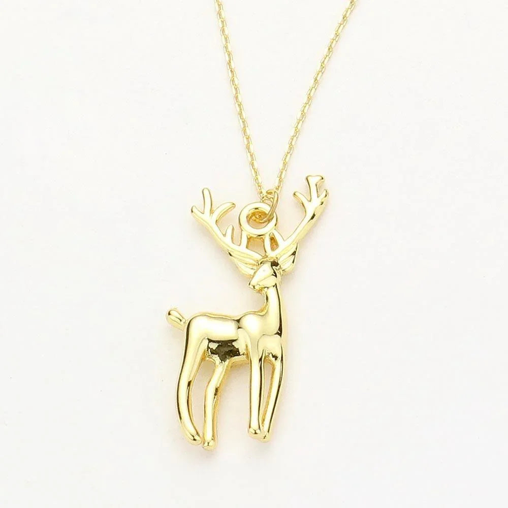 Gold Gold Dipped Reindeer Pendant Necklace - Jewelry Store by Erik Rayo