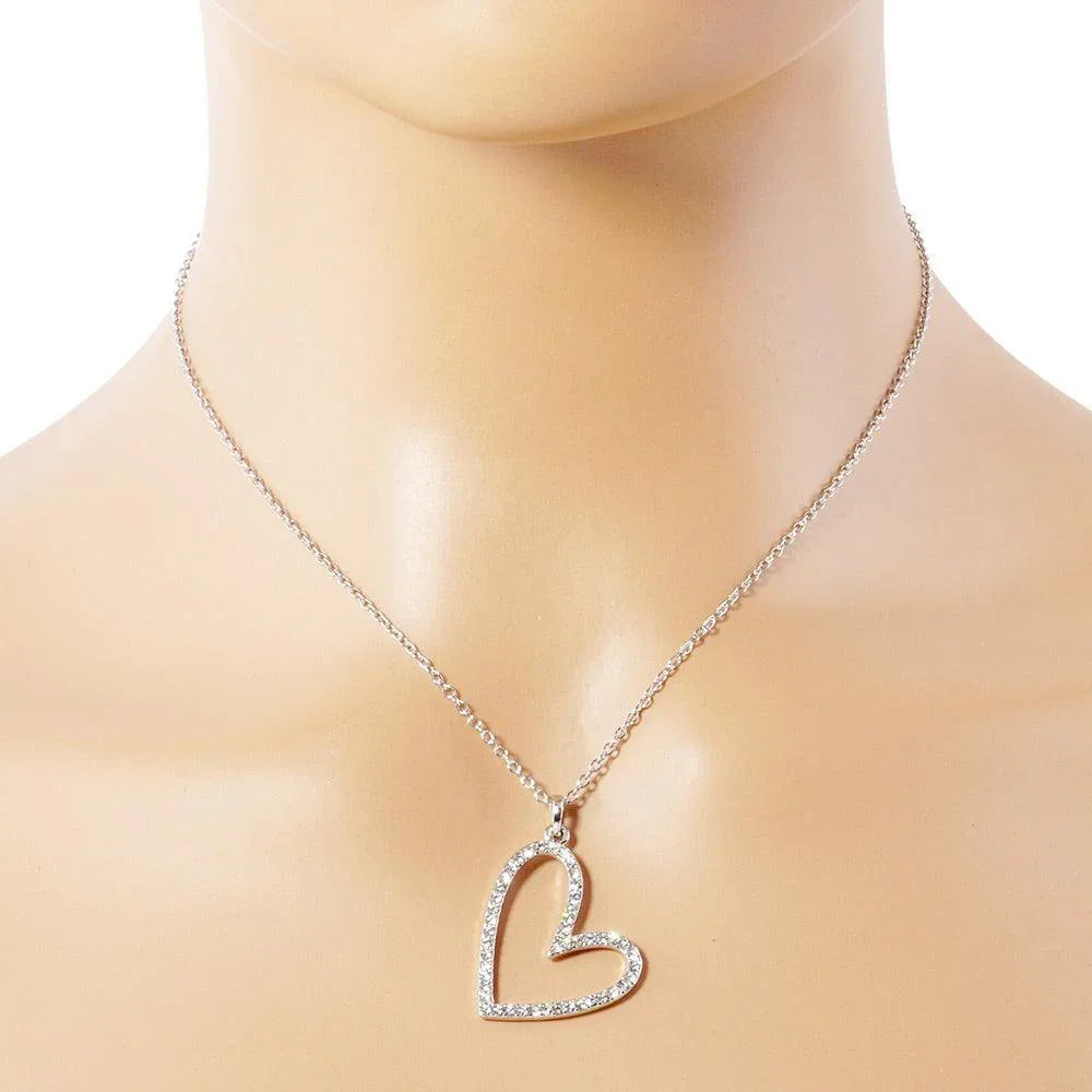 Stone Paved Open Heart Pendant Necklace - Jewelry Store by Erik Rayo