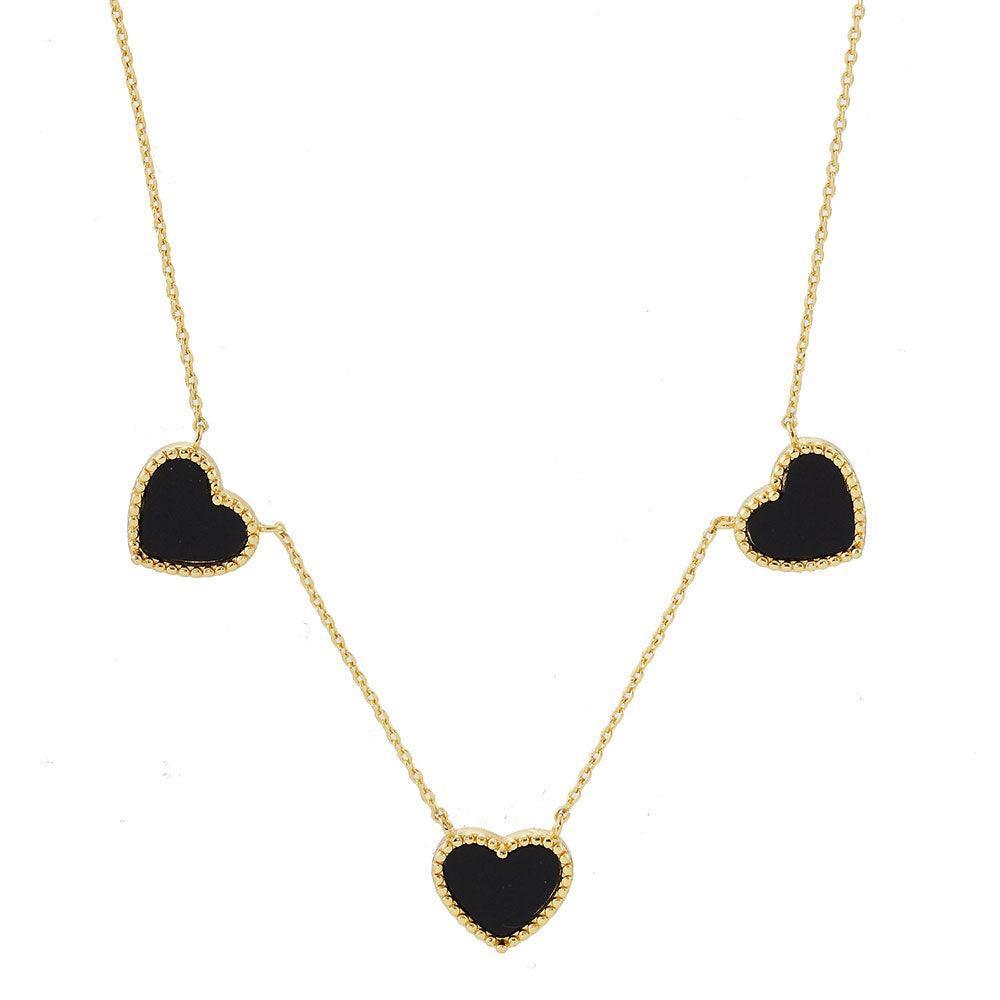 Gold Gold Dipped Triple Heart Pendant Necklace - Jewelry Store by Erik Rayo