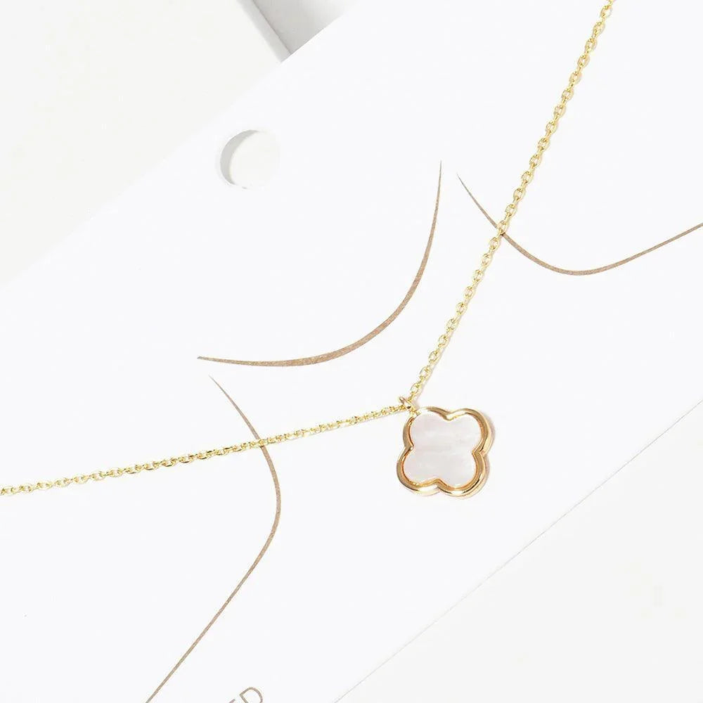 Gold Gold Dipped Mother of Pearl Quatrefoil Pendant Necklace - Jewelry Store by Erik Rayo
