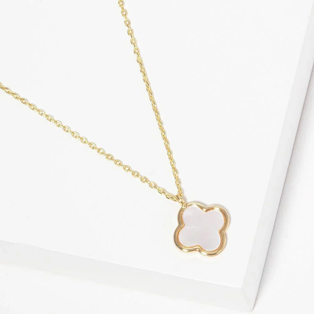 Gold Gold Dipped Mother of Pearl Quatrefoil Pendant Necklace - Jewelry Store by Erik Rayo