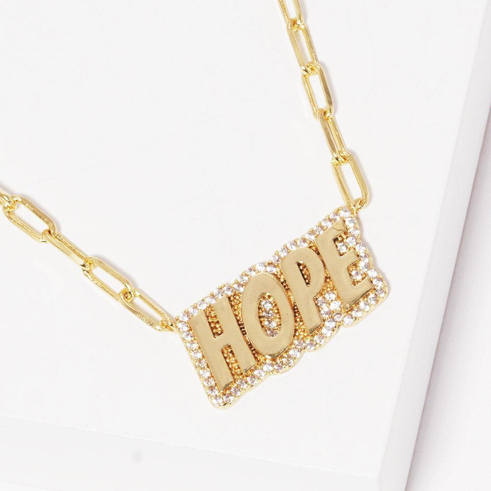 Gold Gold Dipped Hope Message Pendant Necklace - Jewelry Store by Erik Rayo
