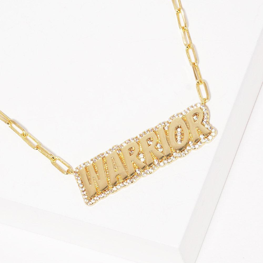 Gold Gold Dipped Warrior Message Pendant Necklace - Jewelry Store by Erik Rayo