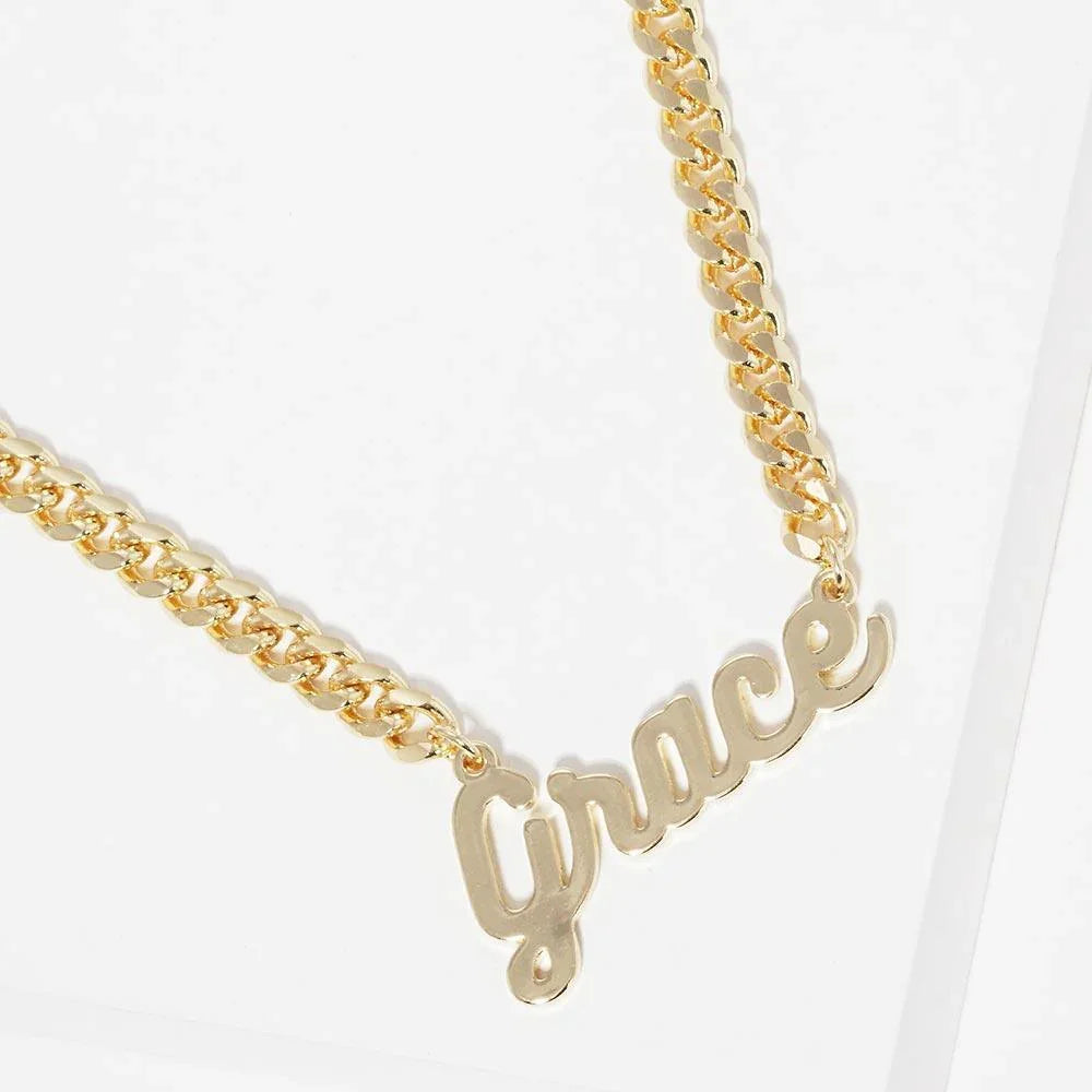 Gold Grace Message Pendant Gold Dipped Metal Necklace - Jewelry Store by Erik Rayo
