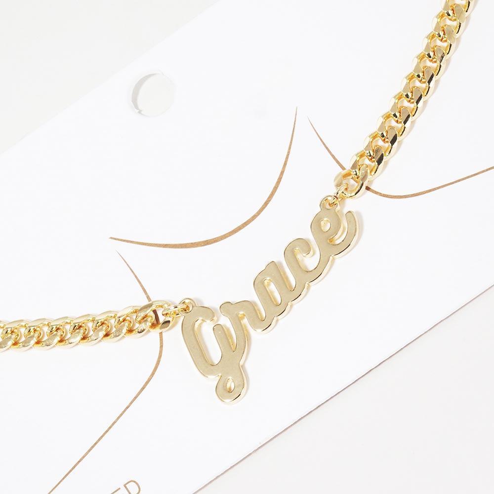 Gold Grace Message Pendant Gold Dipped Metal Necklace - Jewelry Store by Erik Rayo