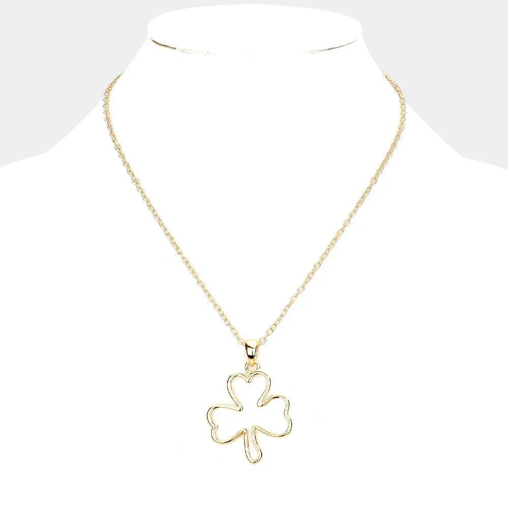 Gold Metal Cut Out Clover Pendant Necklace - Jewelry Store by Erik Rayo