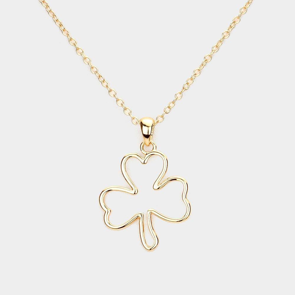 Gold Metal Cut Out Clover Pendant Necklace - Jewelry Store by Erik Rayo