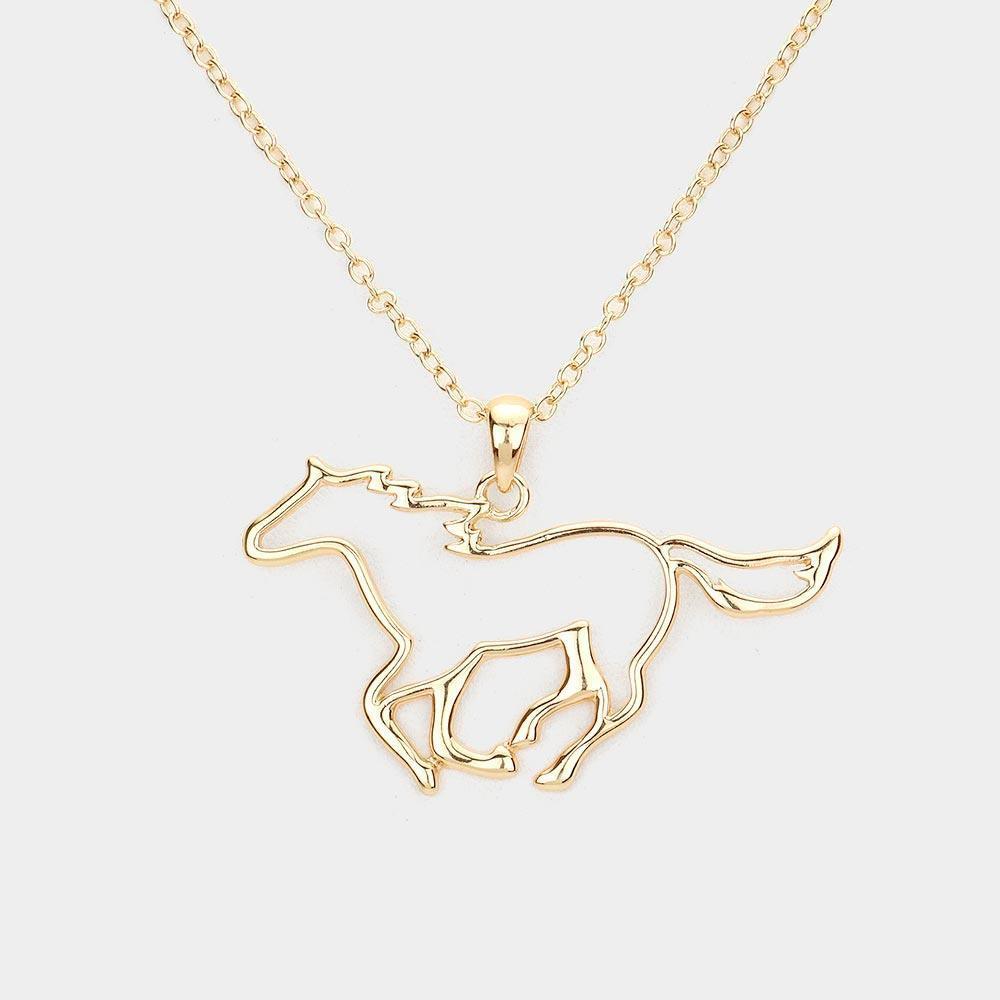 Gold Metal Cut Out Horse Pendant Necklace - Jewelry Store by Erik Rayo