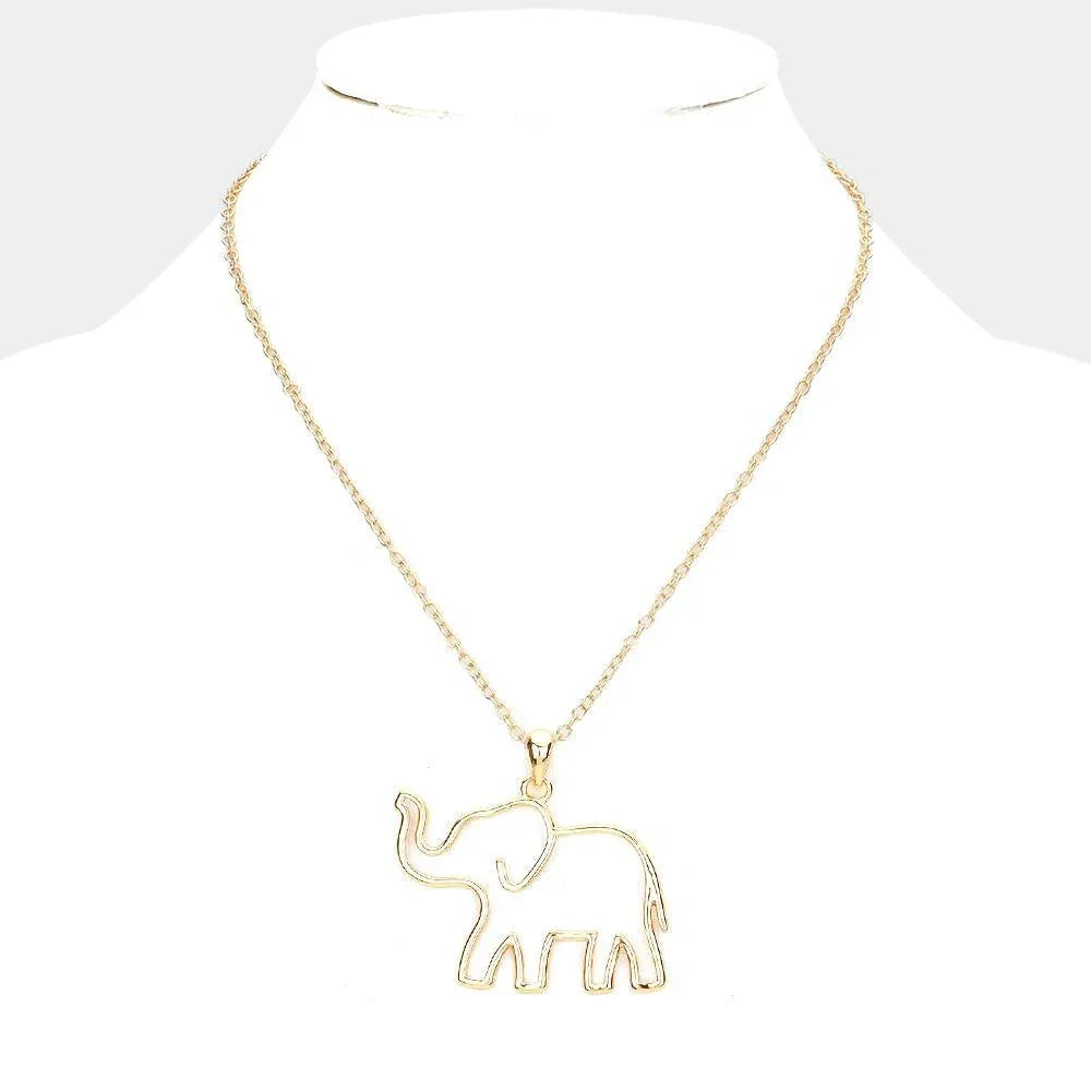 Gold Metal Cut Out Elephant Pendant Necklace - Jewelry Store by Erik Rayo