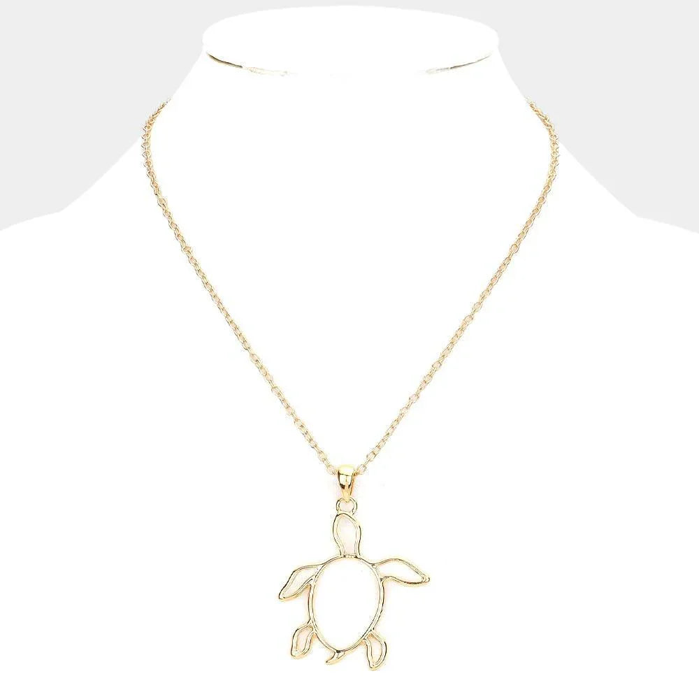 Gold Metal Cut Out Turtle Pendant Necklace - Jewelry Store by Erik Rayo