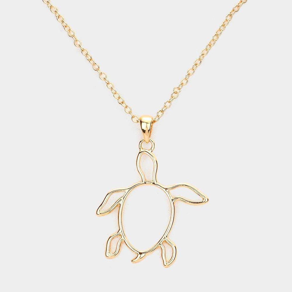 Gold Metal Cut Out Turtle Pendant Necklace - Jewelry Store by Erik Rayo
