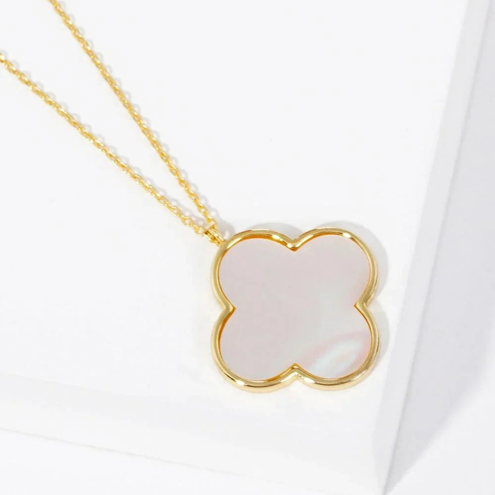 Gold Gold Dipped Mother of Pearl Quatrefoil Pendant Necklace - Jewelry Store by Erik Rayo