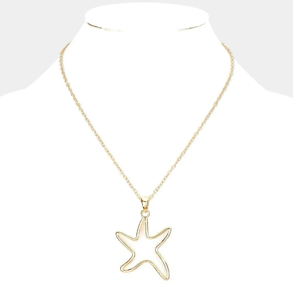 Gold Metal Cut Out Starfish Pendant Necklace - Jewelry Store by Erik Rayo