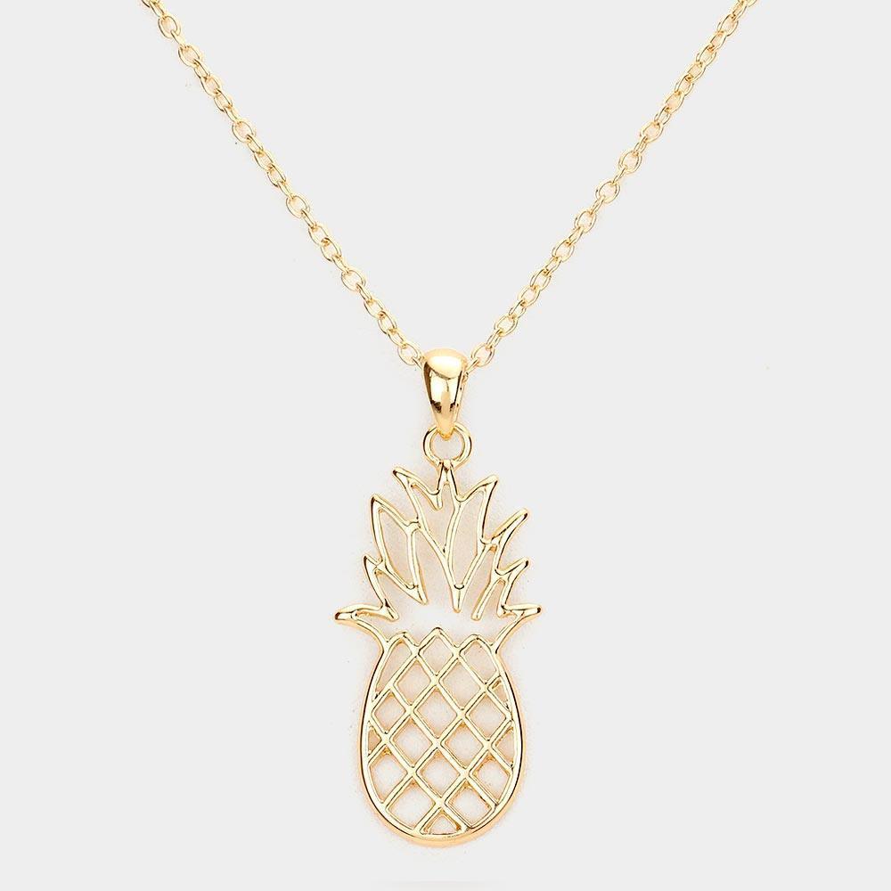 Gold Metal Cut Out Pineapple Pendant Necklace - Jewelry Store by Erik Rayo