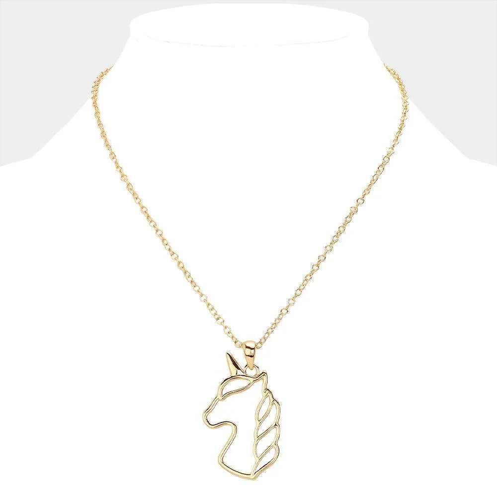 Gold Metal Unicorn Pendant Necklace - Jewelry Store by Erik Rayo
