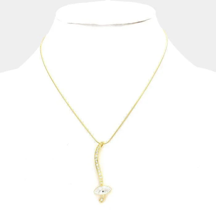 Gold Marquise crystal pendant necklace - Jewelry Store by Erik Rayo