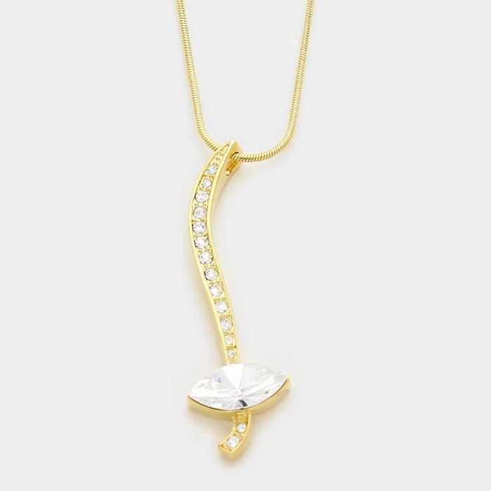 Gold Marquise crystal pendant necklace - Jewelry Store by Erik Rayo