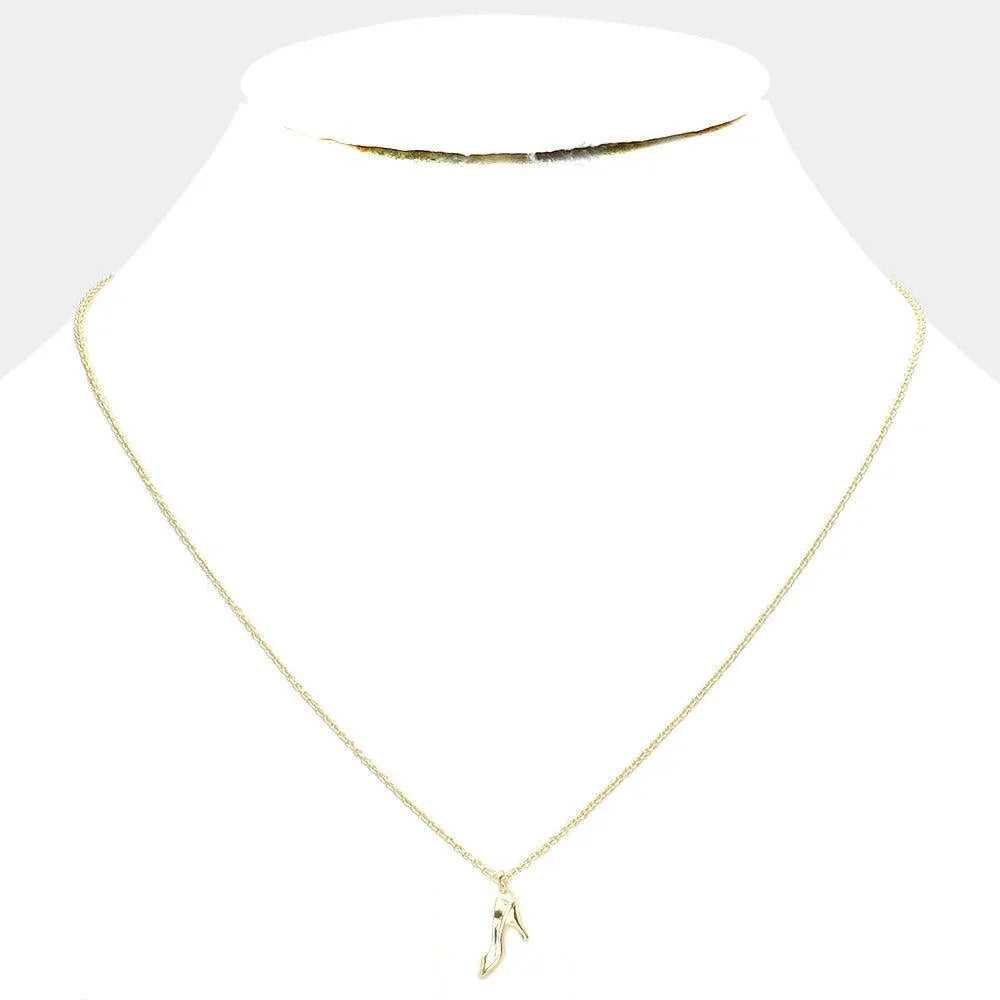 Gold Gold Dipped Metal Stiletto Heel Pendant Necklace - Jewelry Store by Erik Rayo