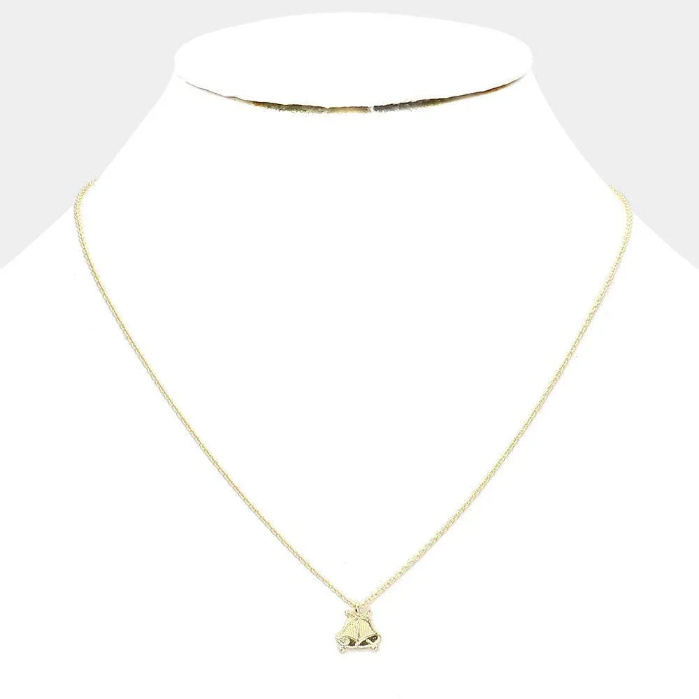 Gold Gold Dipped Metal Jingle Bell Pendant Necklace - Jewelry Store by Erik Rayo