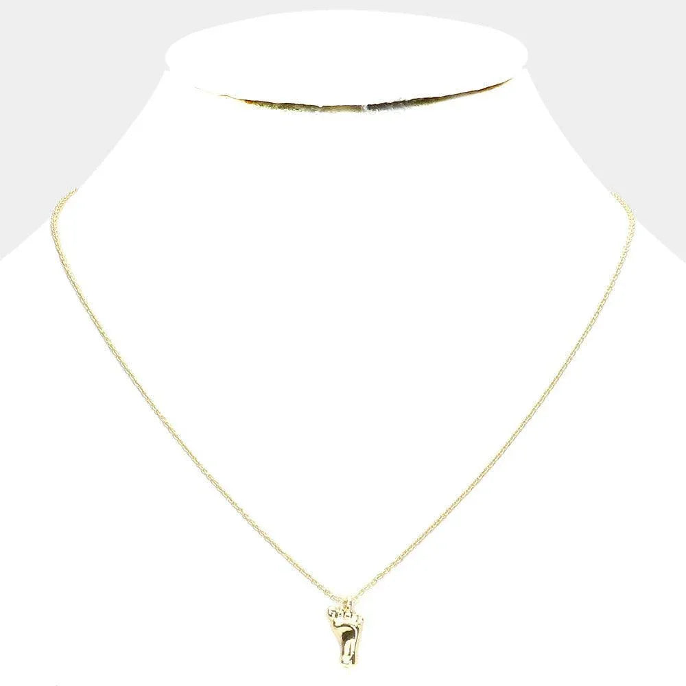 Gold Gold Dipped Metal Foot Pendant Necklace - Jewelry Store by Erik Rayo