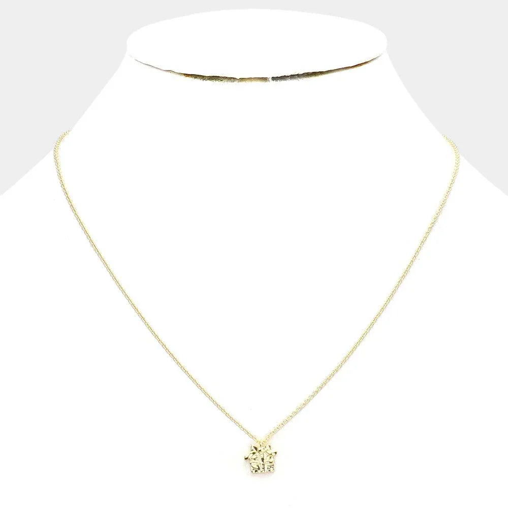 Gold Gold Dipped Metal Christmas Gift Pendant Necklace - Jewelry Store by Erik Rayo