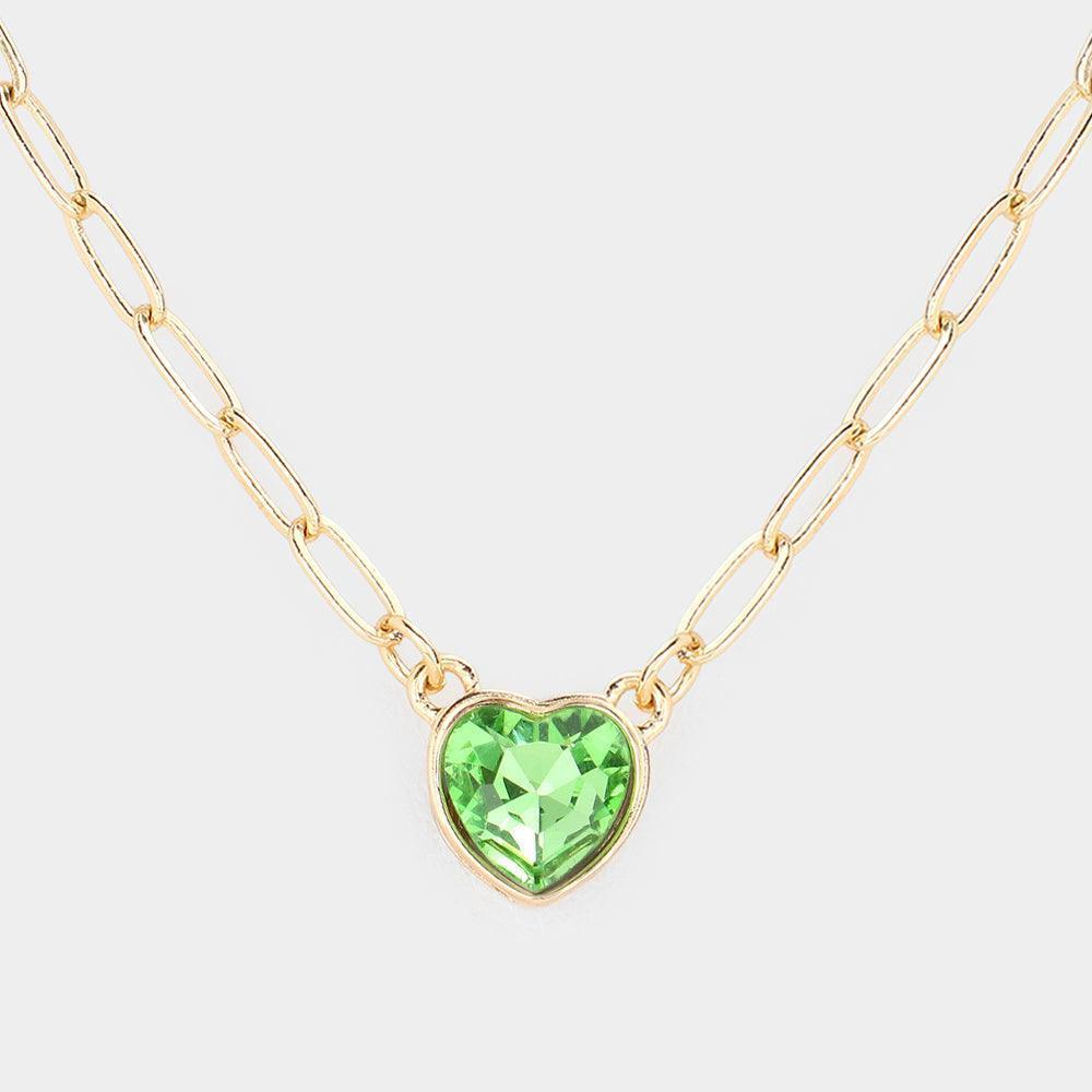 Green Heart Stone Pendant Necklace - Jewelry Store by Erik Rayo