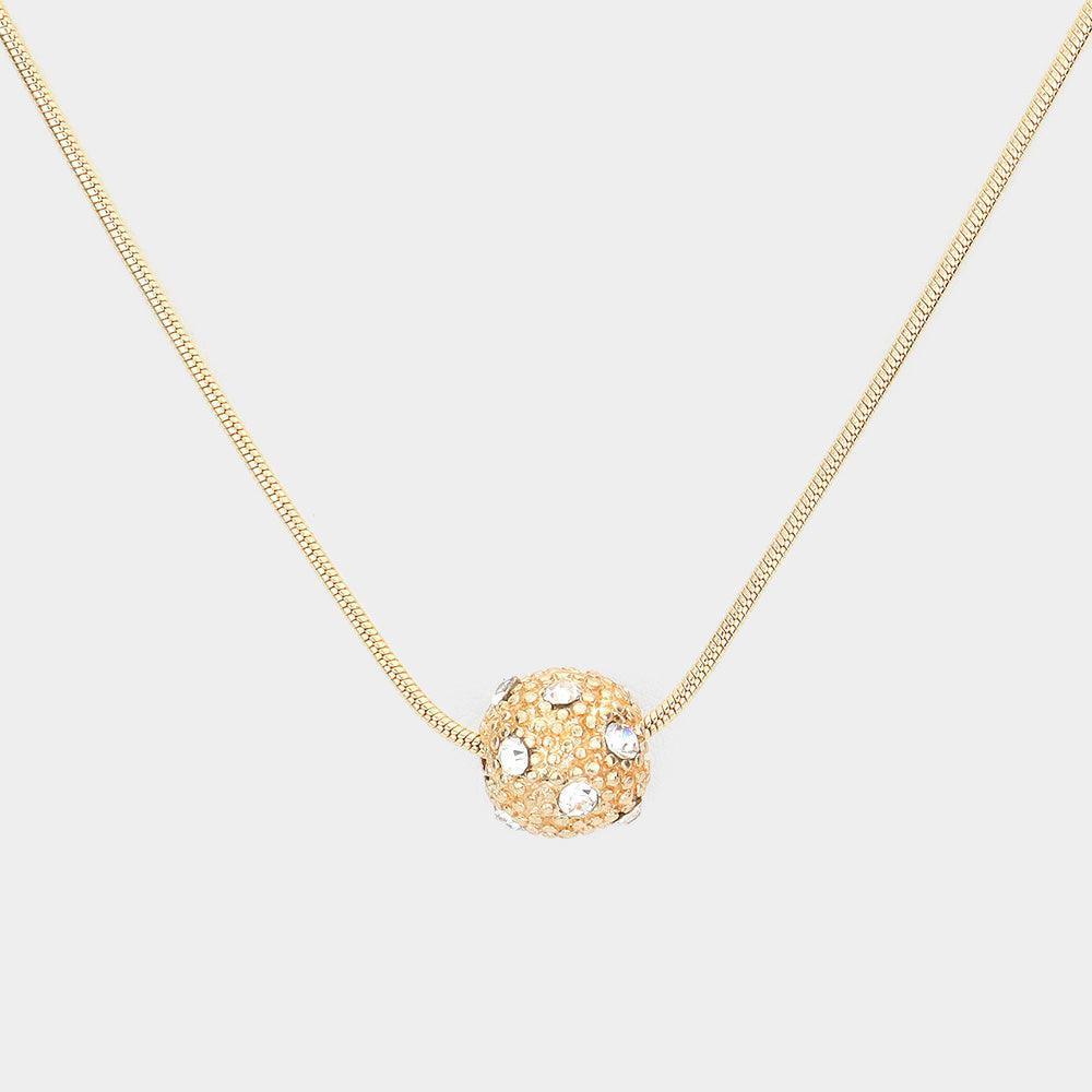 Gold Crystal Ball Pendant Necklace - Jewelry Store by Erik Rayo