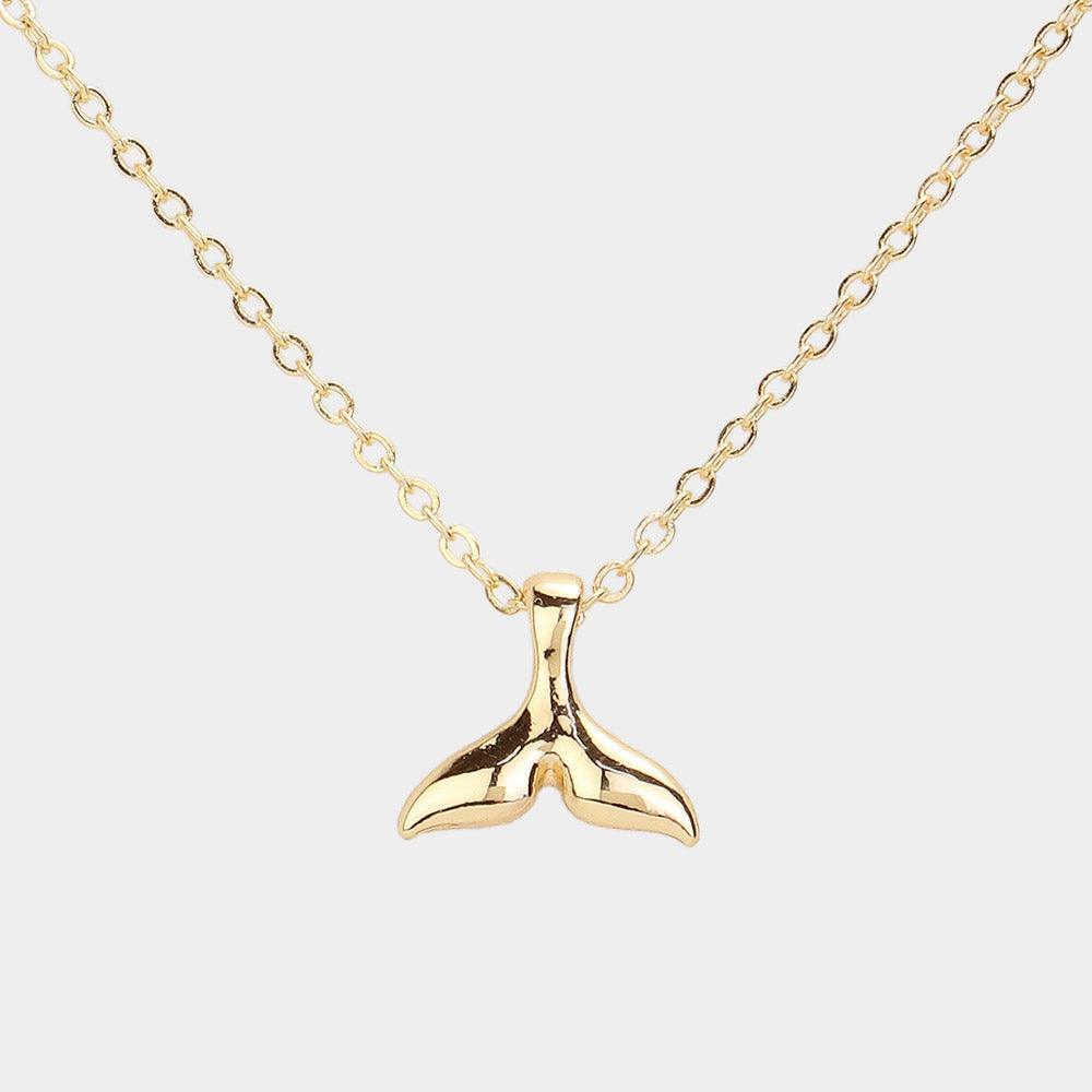 Gold Metal Whale Tale Pendant Necklace - Jewelry Store by Erik Rayo