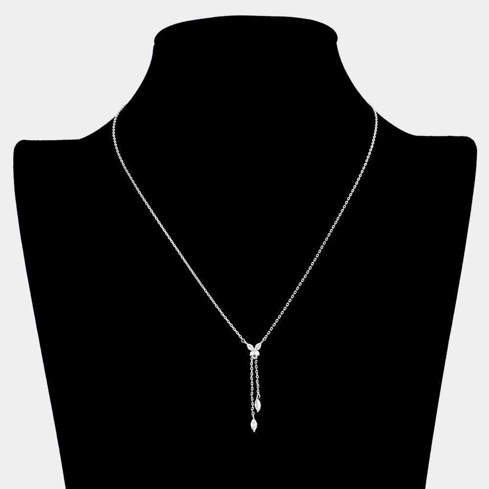 Stone Pointed Butterfly Y Drop Pendant Necklace - Jewelry Store by Erik Rayo