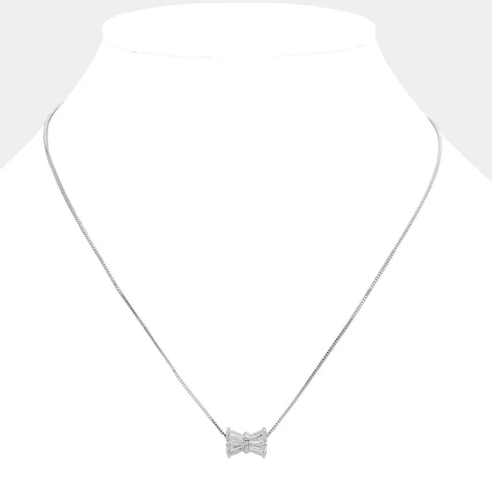 Stone Embellished Ribbon Pendant Necklace - Jewelry Store by Erik Rayo