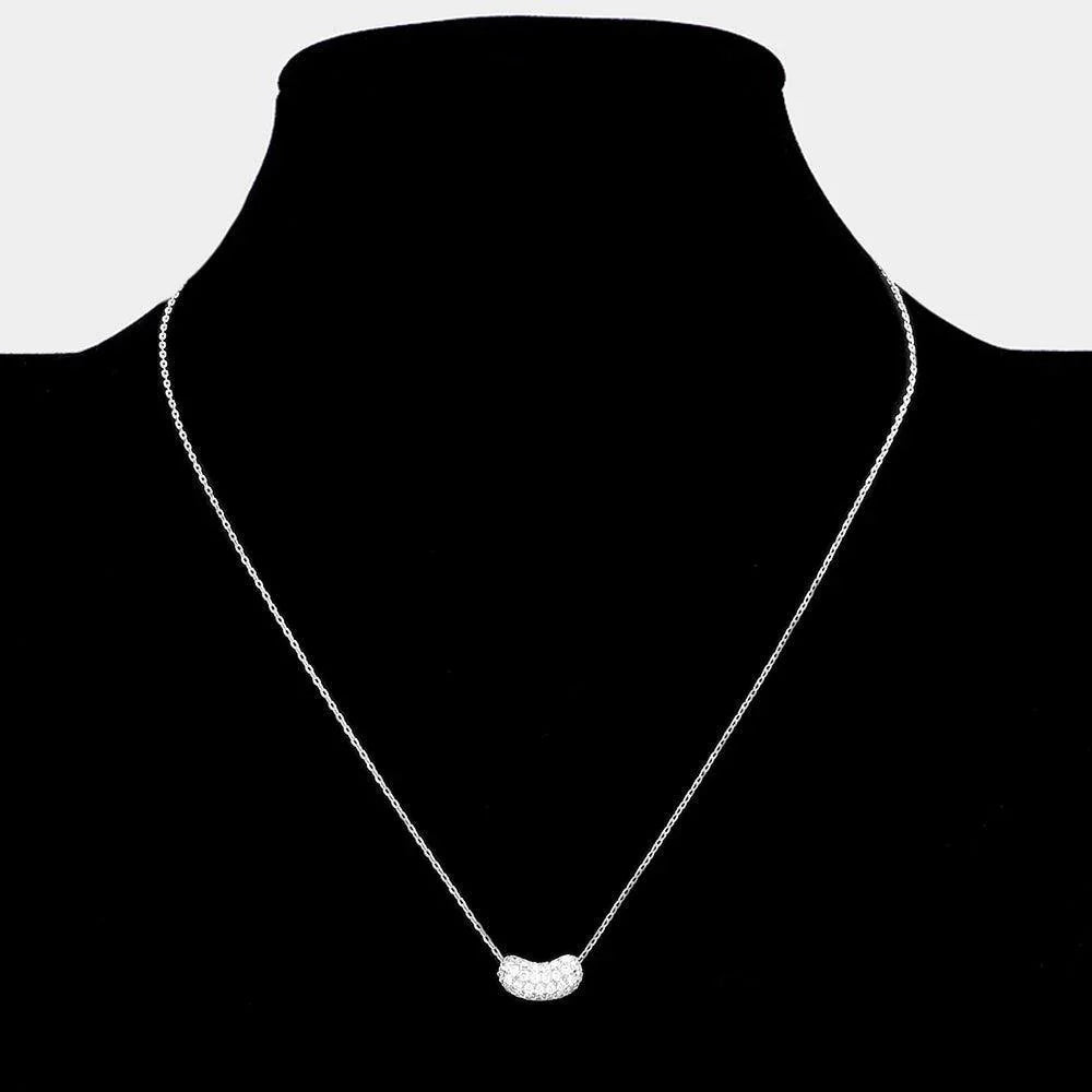 Stone Paved Brass Metal Bean Pendant Necklace - Jewelry Store by Erik Rayo