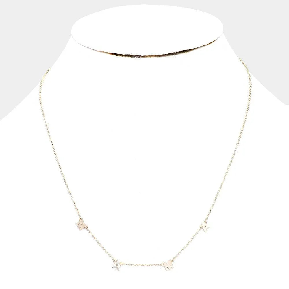 Gold Brass Metal MAMA Pendant Necklace - Jewelry Store by Erik Rayo