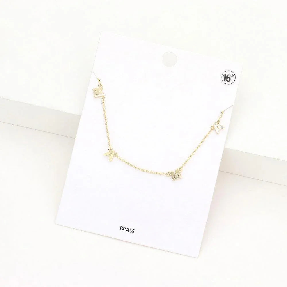 Gold Brass Metal MAMA Pendant Necklace - Jewelry Store by Erik Rayo