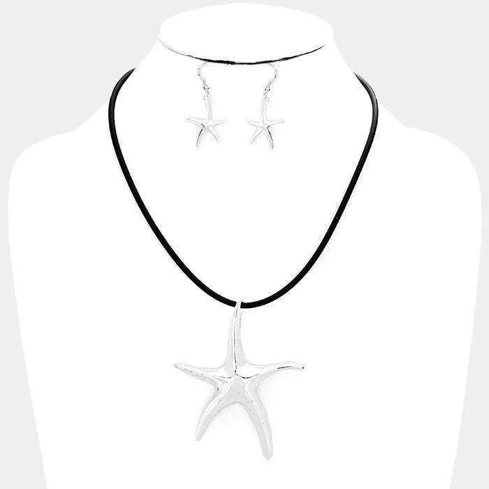 Silver Cord Metal Starfish Pendant Necklace - Jewelry Store by Erik Rayo
