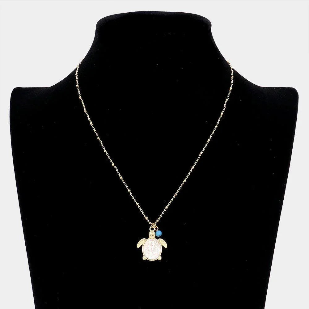 Gold Patterned Turtle Pendant Necklace - Jewelry Store by Erik Rayo