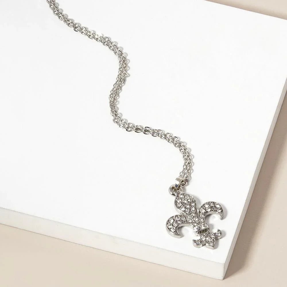 Stone Paved Fleur de Lis Pendant Necklace - Jewelry Store by Erik Rayo