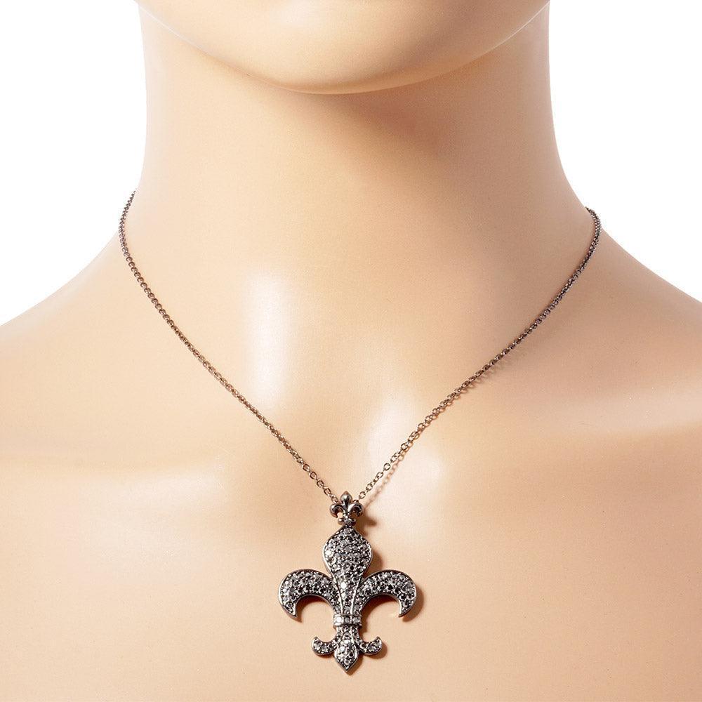 Stone Paved Fleur De Lis Pendant Necklace - Jewelry Store by Erik Rayo