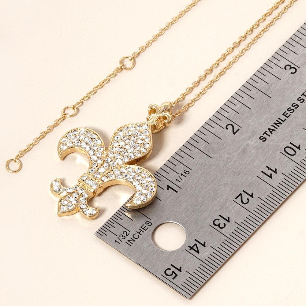 Stone Paved Fleur De Lis Pendant Necklace - Jewelry Store by Erik Rayo