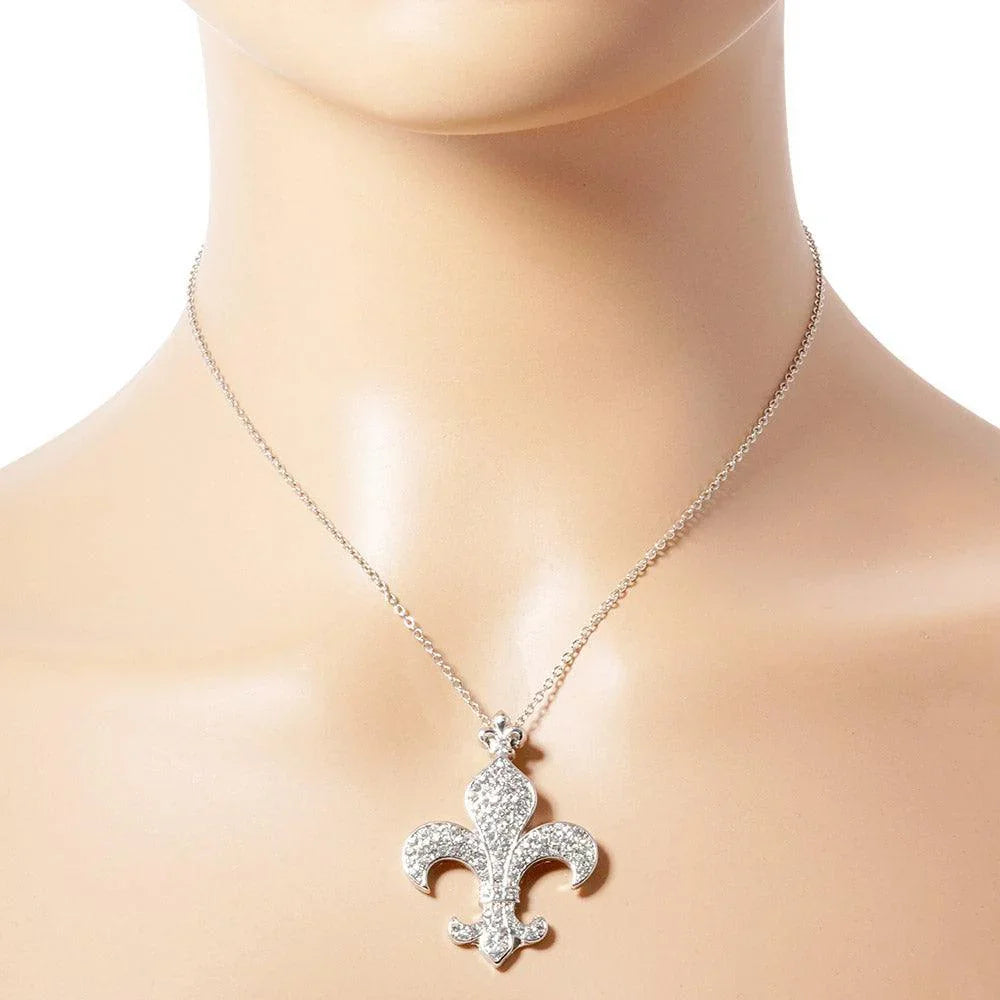 Stone Paved Fleur De Lis Pendant Necklace - Jewelry Store by Erik Rayo