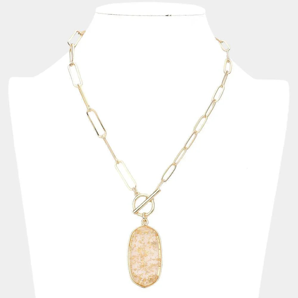 Gold Hexagon Pendant Toggle Necklace - Jewelry Store by Erik Rayo