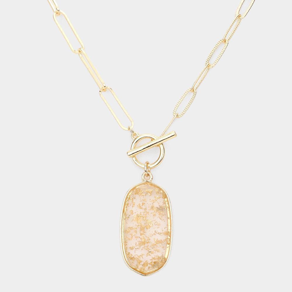 Gold Hexagon Pendant Toggle Necklace - Jewelry Store by Erik Rayo