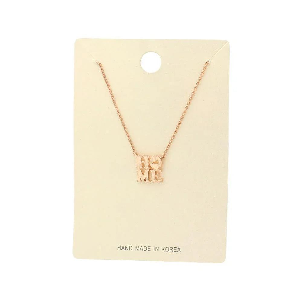 Gold HOME Message Plate Pendant Necklace - Jewelry Store by Erik Rayo