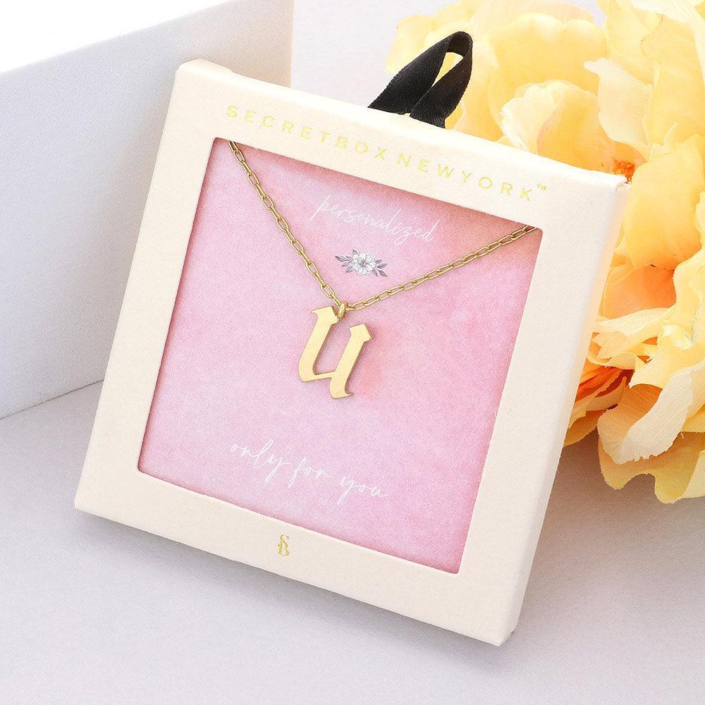 Gold -U- Monogram Metal Pendant Necklace - Jewelry Store by Erik Rayo